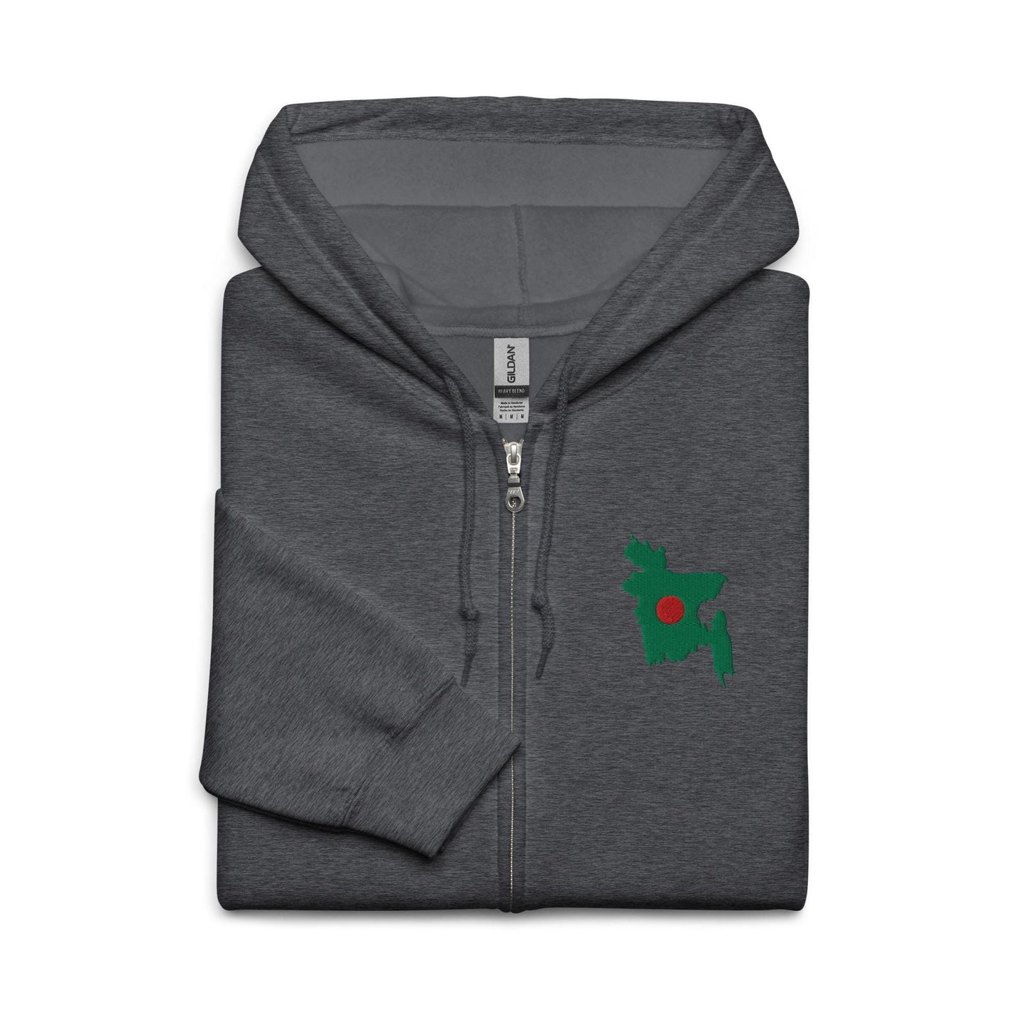 Embroidered Bangladesh Map Heavy Blend Zip Hoodie