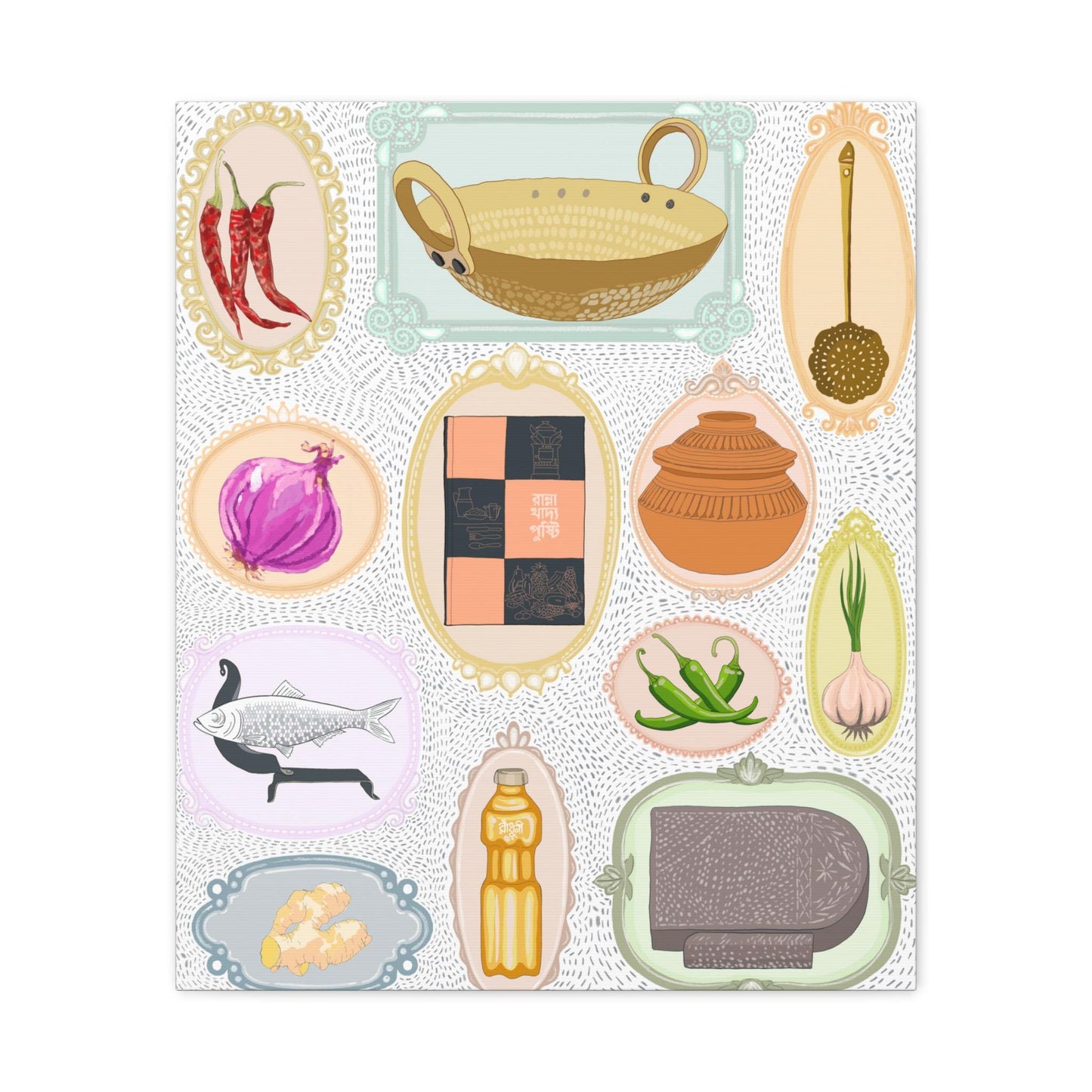 Rannaghor | Kitchen Illustration Canvas