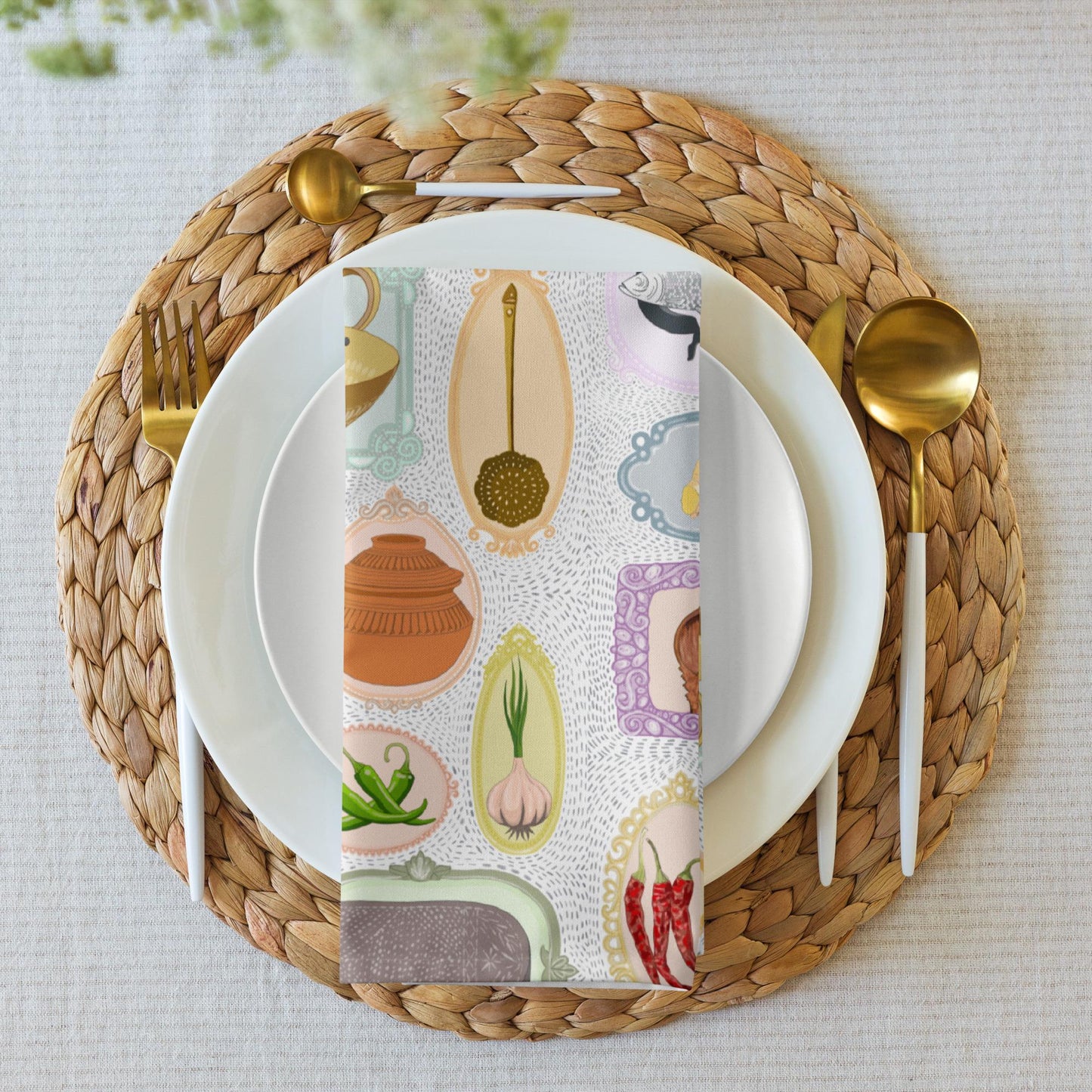 Bengali Kitchen Art | Cloth Napkins | Set of 4