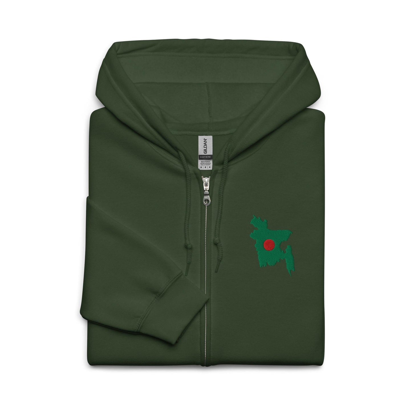 Embroidered Bangladesh Map Heavy Blend Zip Hoodie