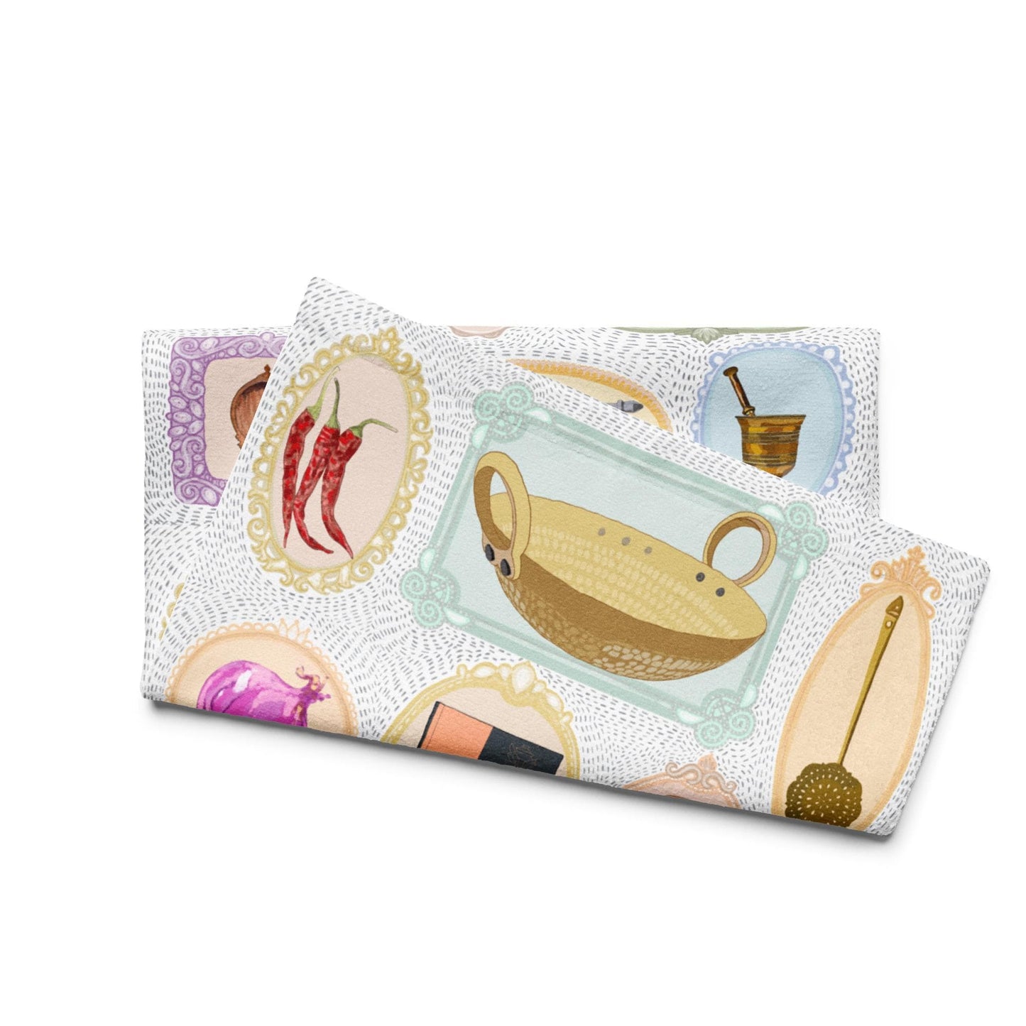 Illustrated Kitchen Towel with Bengali Cooking Essentials