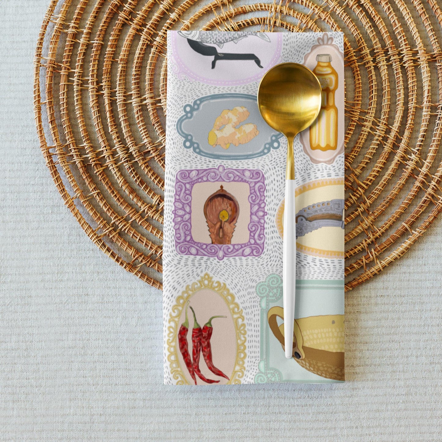 Bengali Kitchen Art | Cloth Napkins | Set of 4