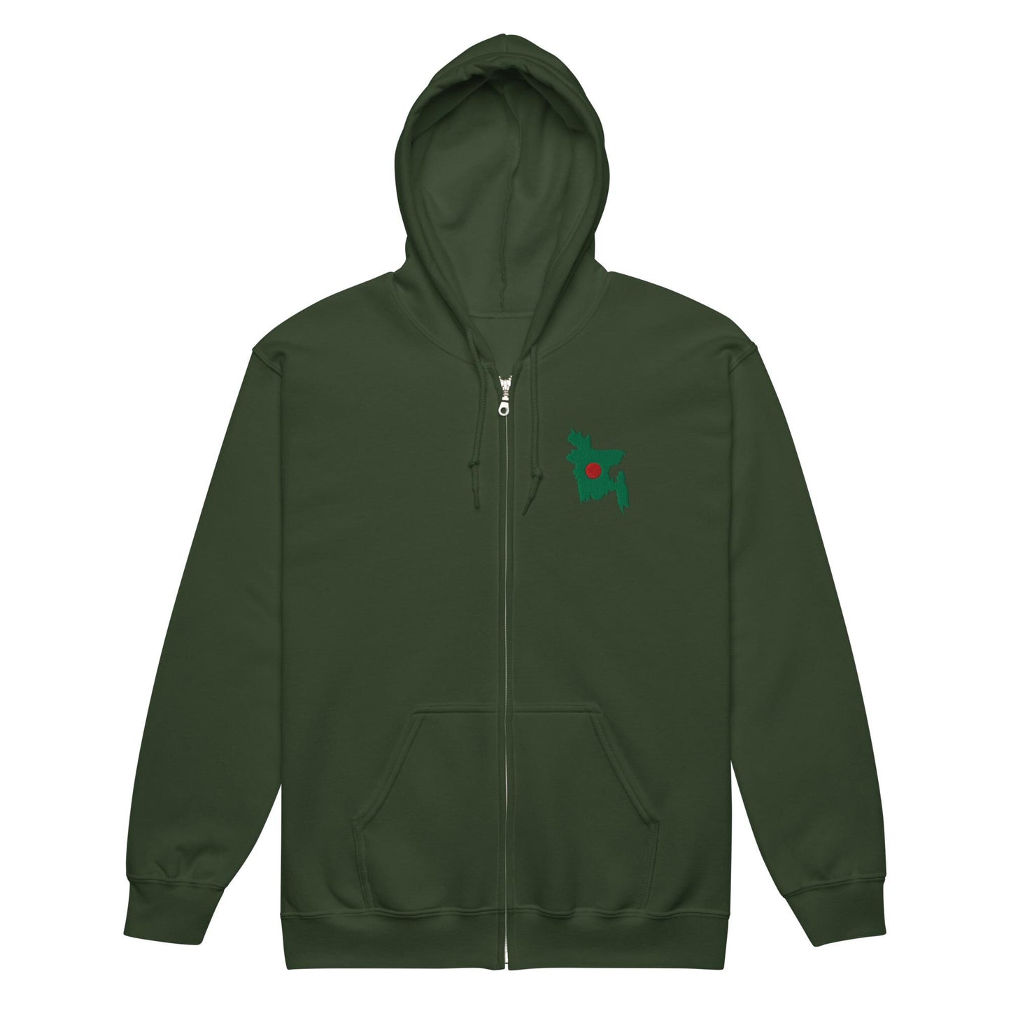 Embroidered Bangladesh Map Heavy Blend Zip Hoodie