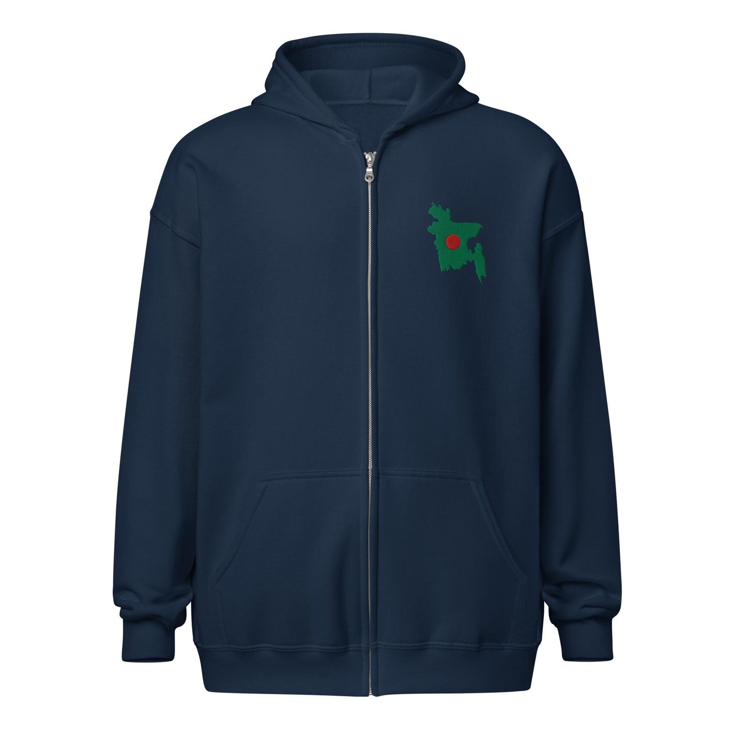 Embroidered Bangladesh Map Heavy Blend Zip Hoodie
