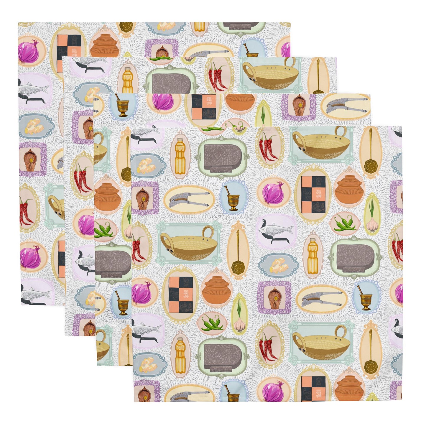 Bengali Kitchen Art | Cloth Napkins | Set of 4