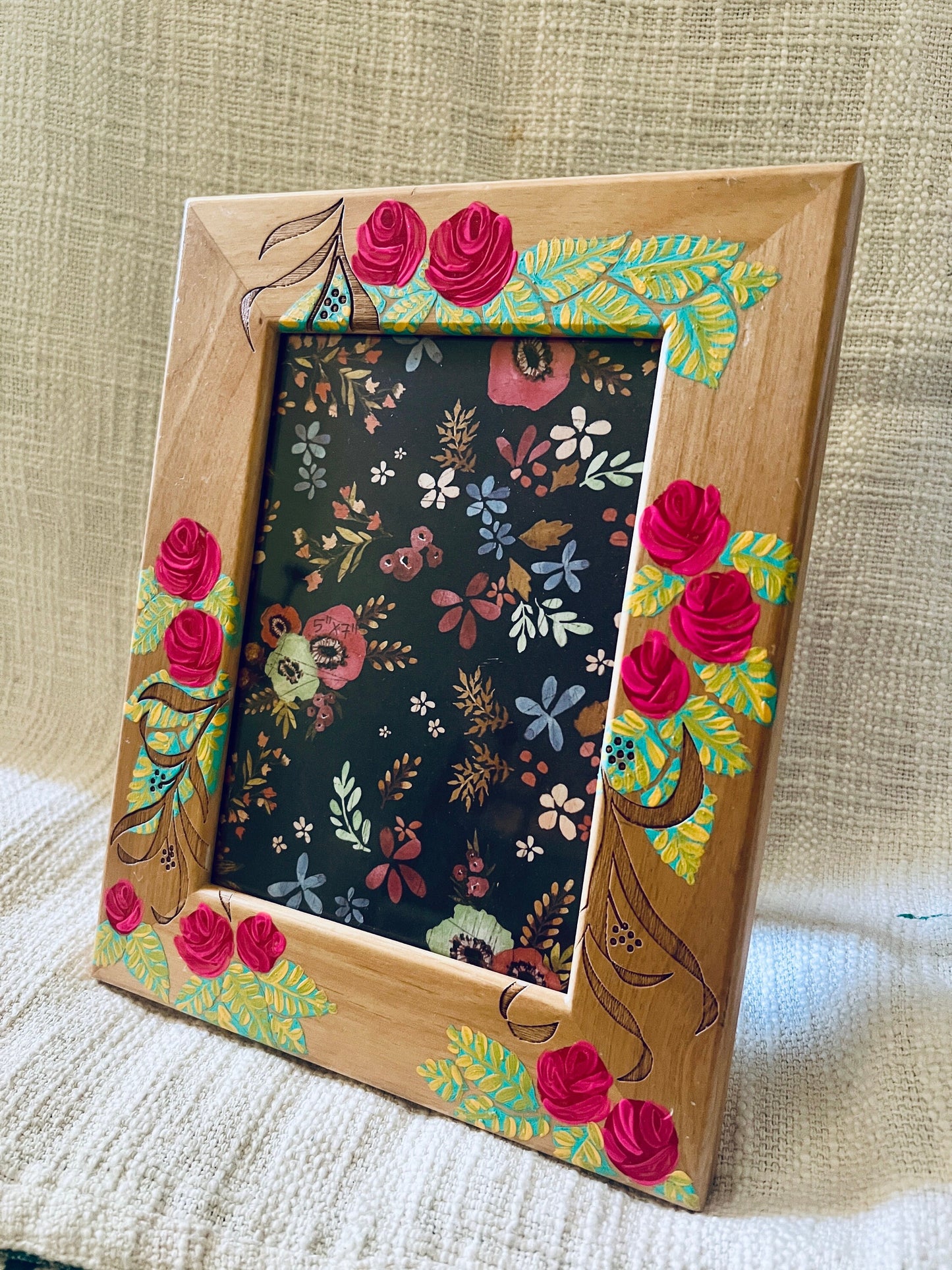Hand Painted Picture Frame | Rose motif