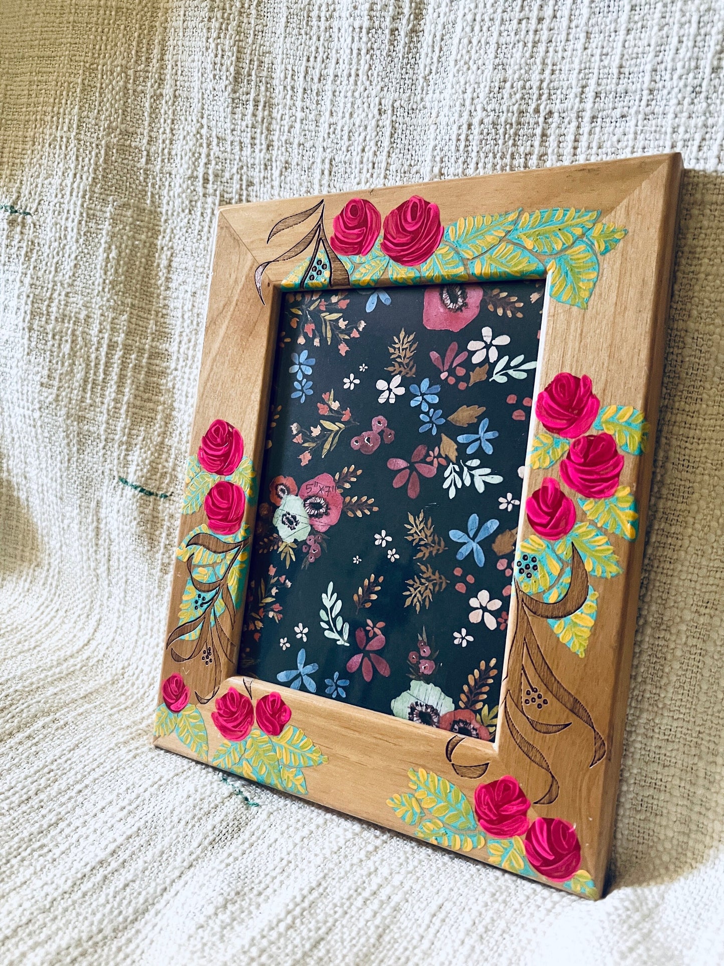Hand Painted Picture Frame | Rose motif